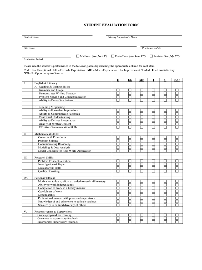 Student Evaluation Form – 3 Free Templates In Pdf, Word Inside Student Feedback Form Template Word
