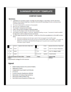 Summary Report Template with Template For Summary Report