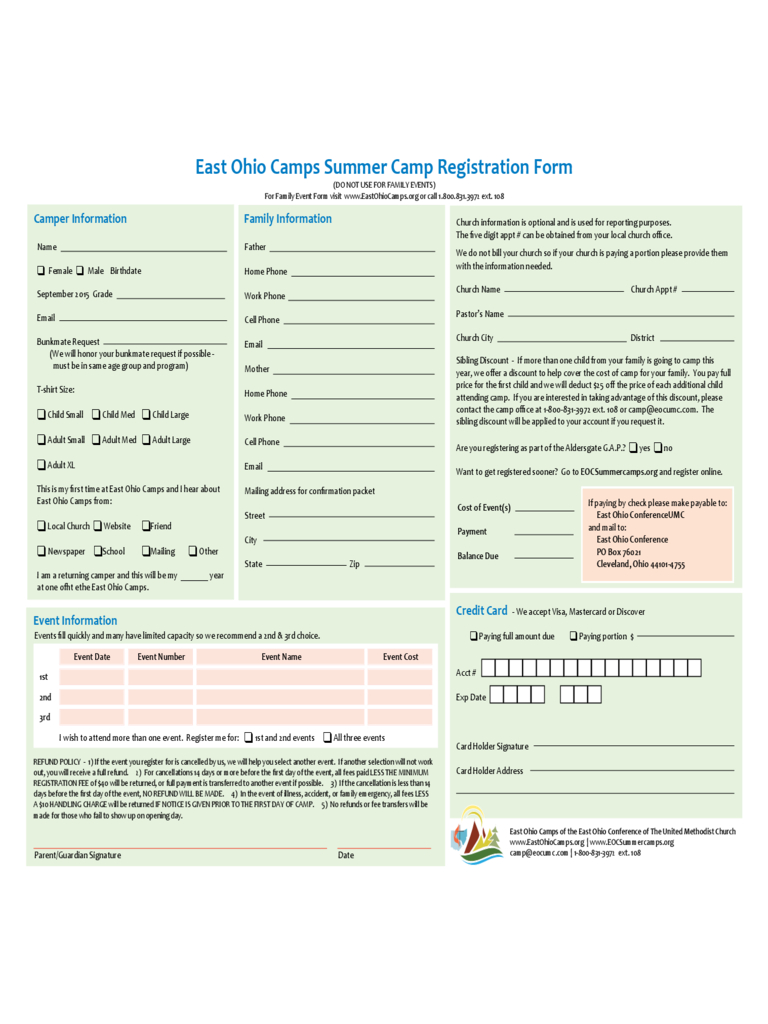 Summer Camp Registration Form - 2 Free Templates In Pdf With Regard To Camp Registration Form Template Word
