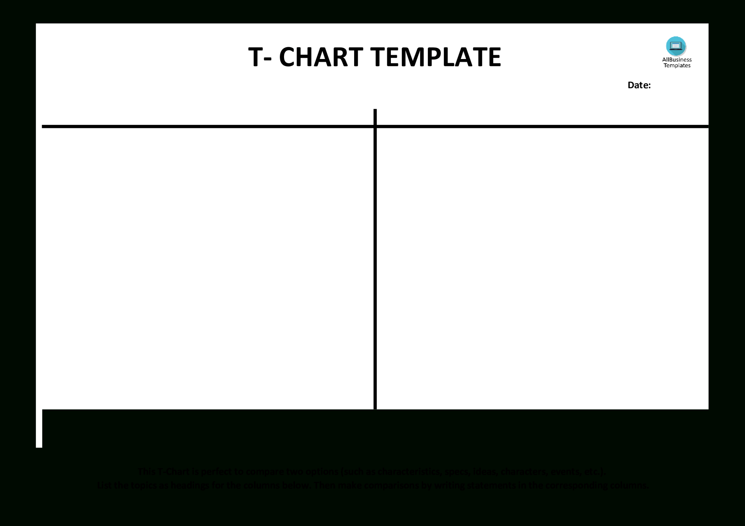T Chart Example (Blank) | Templates At Allbusinesstemplates Inside T Chart Template For Word