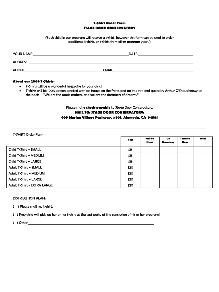 T Shirt Order Form Template – Fill Online, Printable With Blank T Shirt Order Form Template
