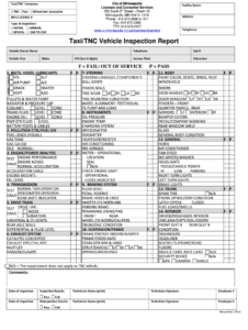 Taxi Tnc Vehicle Inspection Report - Fill Online, Printable with Vehicle Inspection Report Template