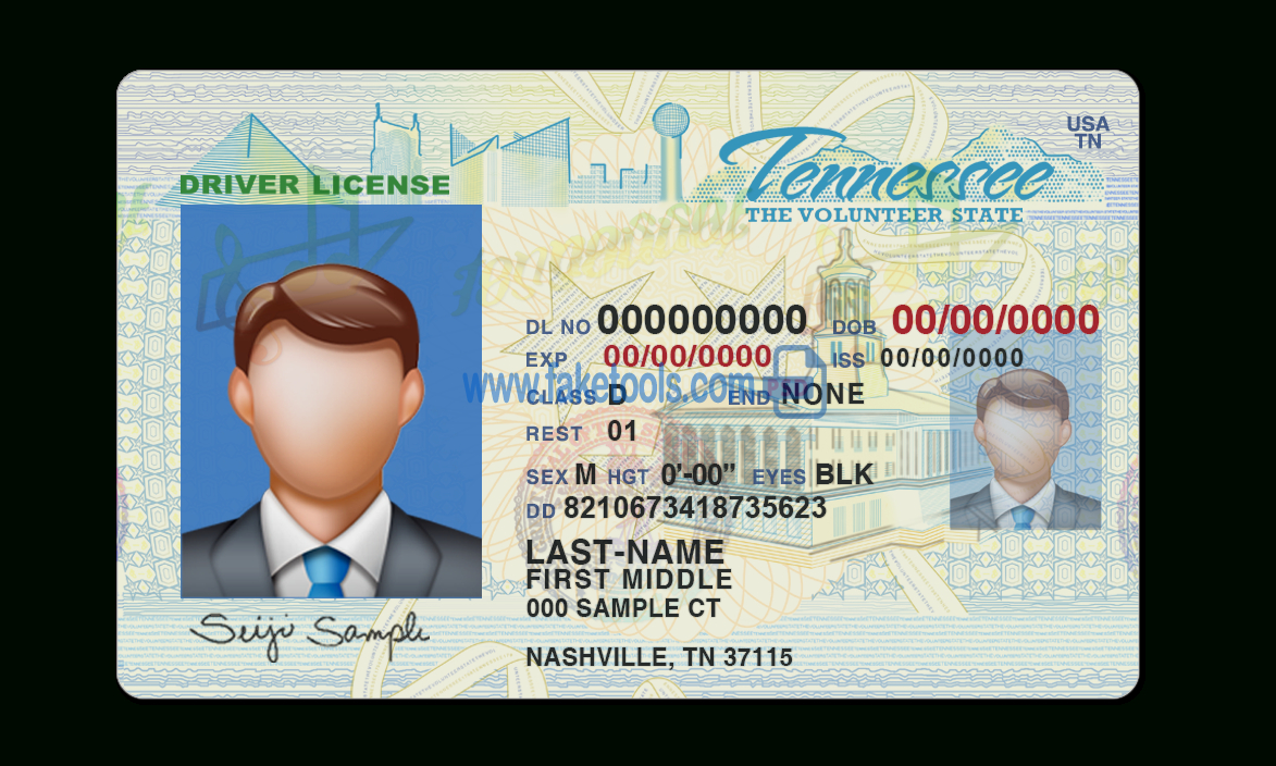 Tennessee Driver License Psd Template For Blank Drivers License Template