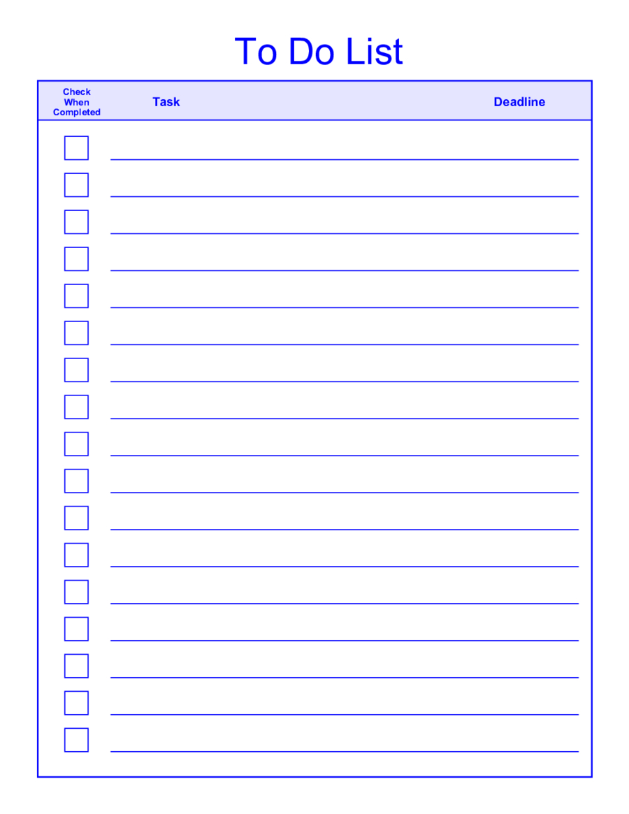Things To Do List Template Pdf Regarding Blank To Do List Template
