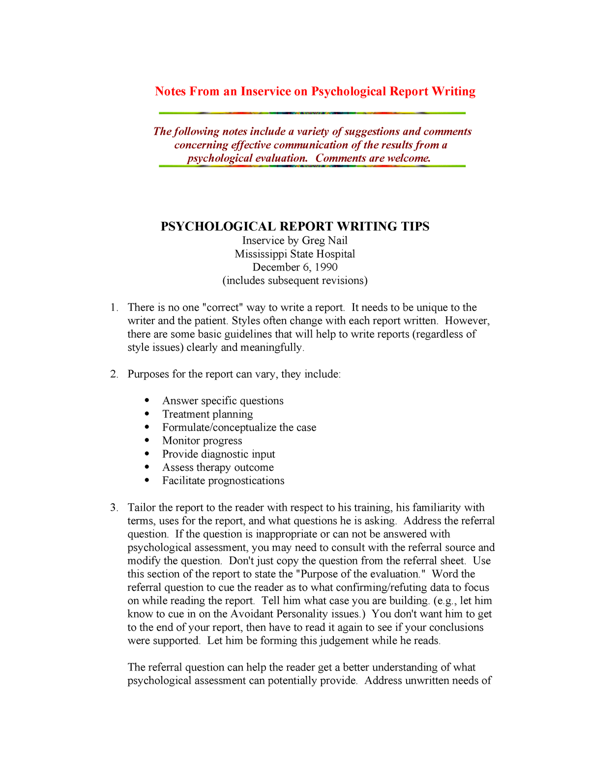 Tips In Psychological Report Writing – Psych 522 – Studocu Within School Psychologist Report Template