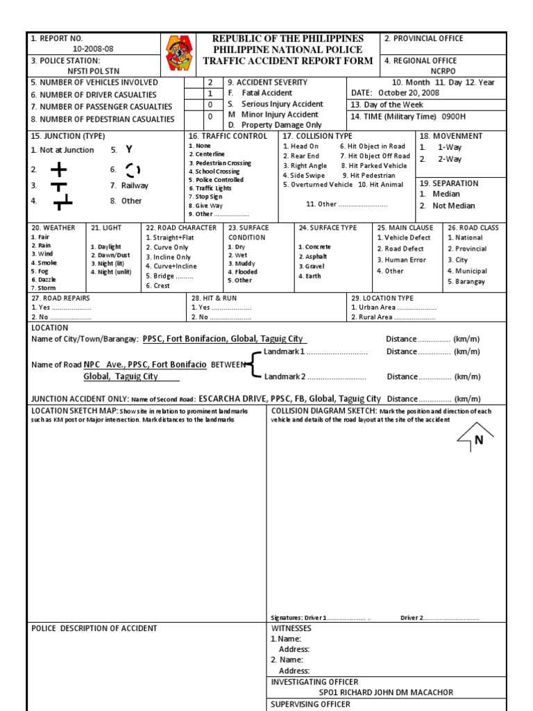 Traffic Accident Report (Taras) Form – Docshare.tips For Vehicle Accident Report Template