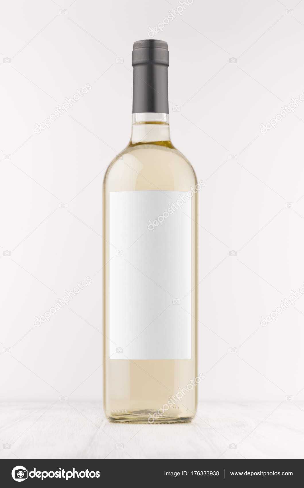 Transparent White Wine Bottle Blank White Label White Wooden In Blank Wine Label Template