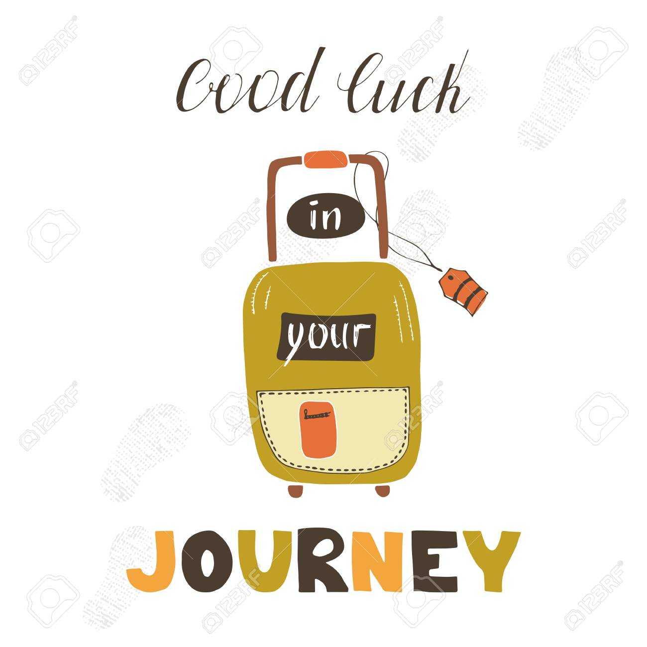 Travel Card Template With Suitcase. Greeting Postcard With Hand.. Inside Good Luck Banner Template