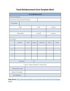 Travel Reimbursement Form Template Wordbuy Sample Forms regarding Reimbursement Form Template Word