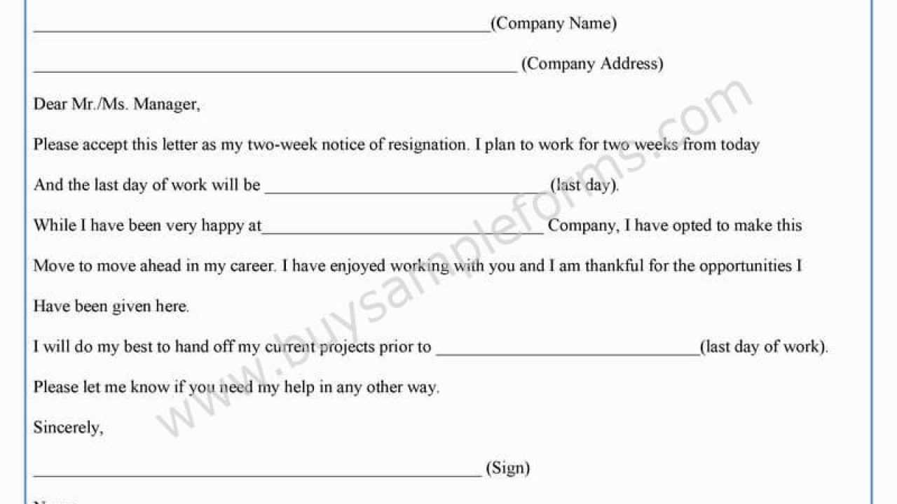 Two Week Notice Form Template In Word, Sample Format | Buy Regarding Two Week Notice Template Word