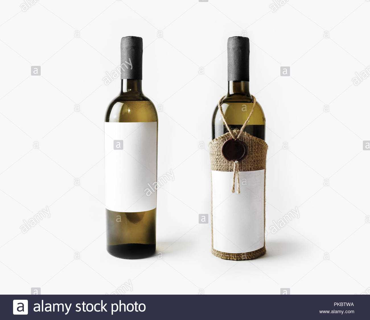 Two Wine Bottles With Blank Labels. Template For Placing Regarding Blank Wine Label Template