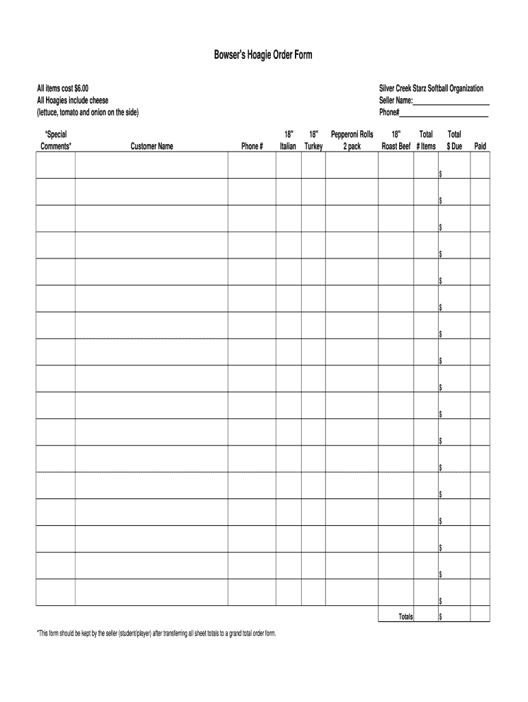 Uniform Order Form – Fill Online, Printable, Fillable, Blank Regarding Blank Fundraiser Order Form Template