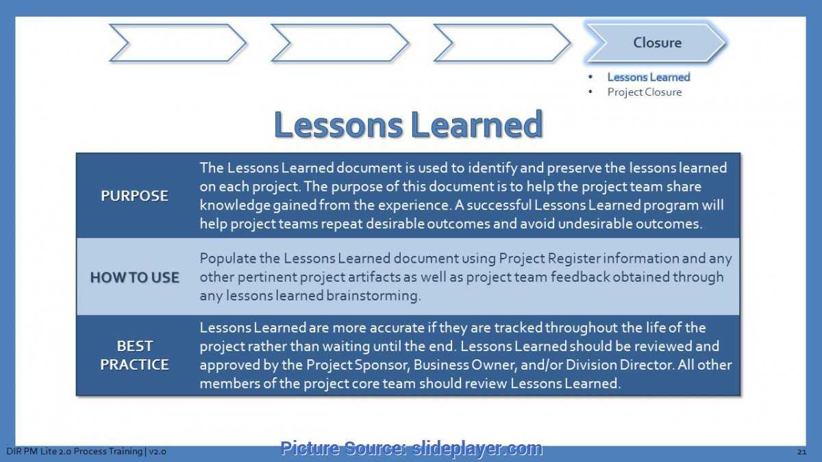 Valuable It Project Lessons Learned Template Texas Intended For Project Closure Report Template Ppt