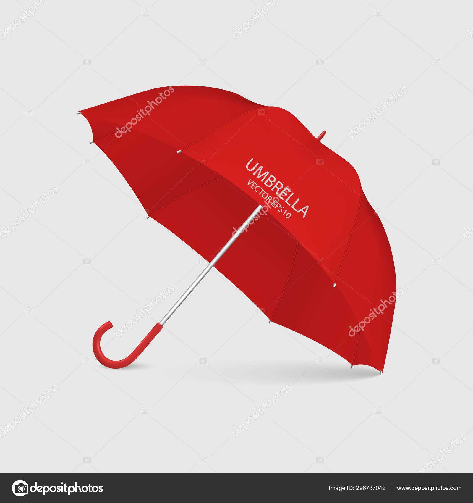 Vector 3D Realistic Render Red Blank Umbrella Icon Closeup Inside Blank Umbrella Template