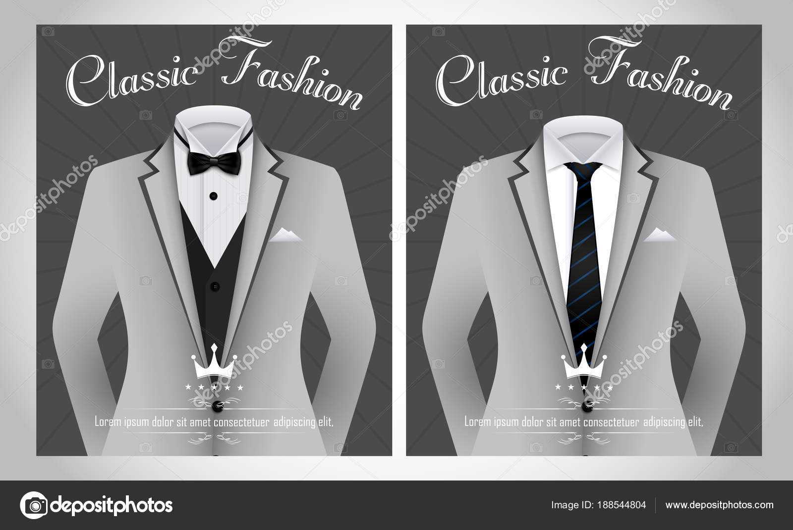 Vector Illustration Business Suit Template Black Tie White Pertaining To Tie Banner Template