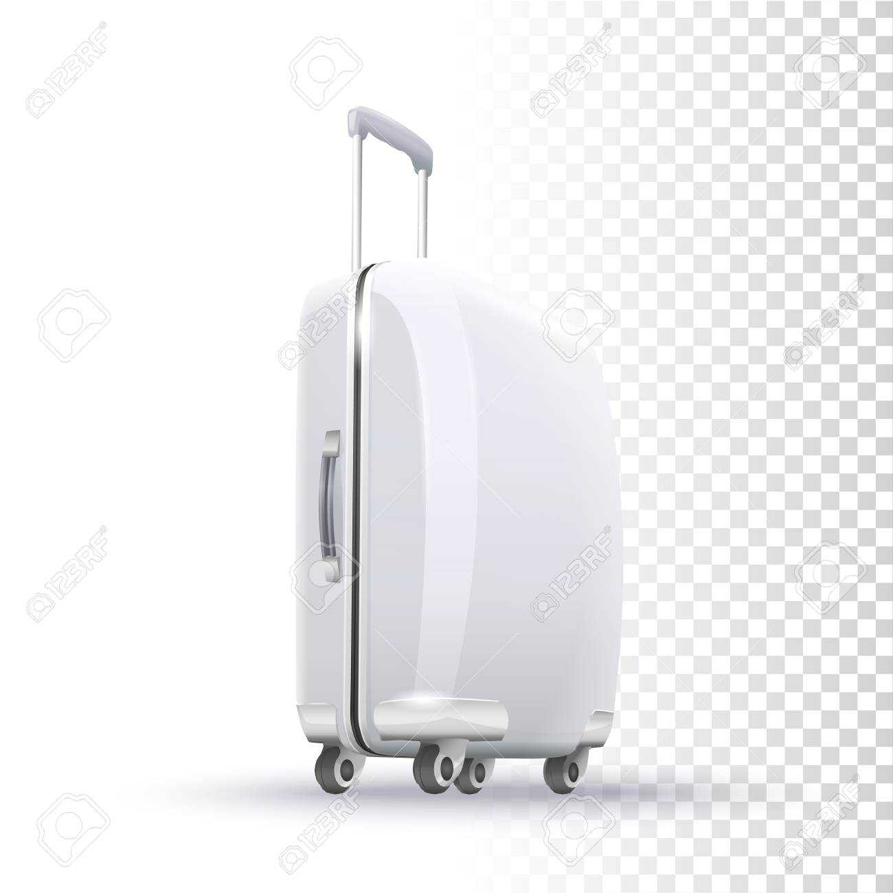 Vector Photo Realistic White Blank Suitcase Layout On Transparent.. Throughout Blank Suitcase Template