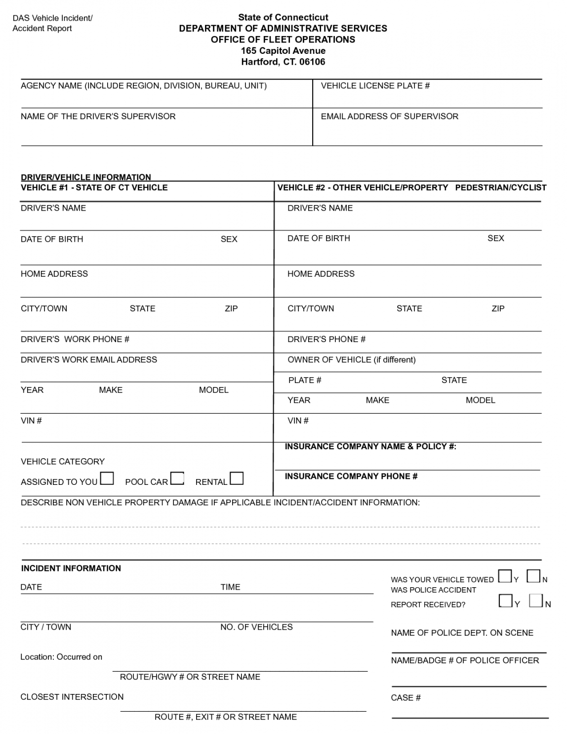 Vehicle Incident Report Template For Motor Vehicle Accident Report Form Template