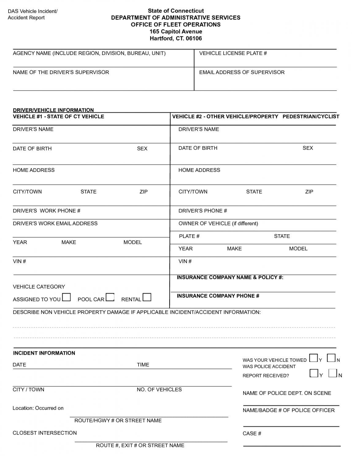 Vehicle Incident Report Template Inside Vehicle Accident Report Form Template