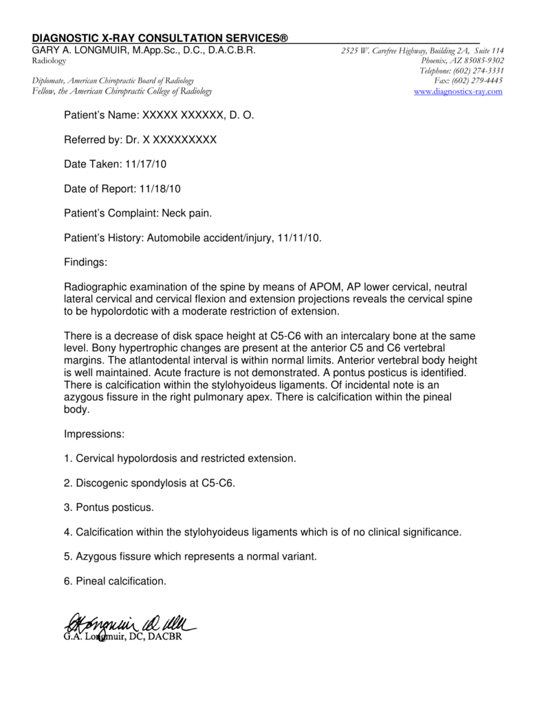 View The Report – Diagnostic X Ray With Regard To Chiropractic X Ray Report Template