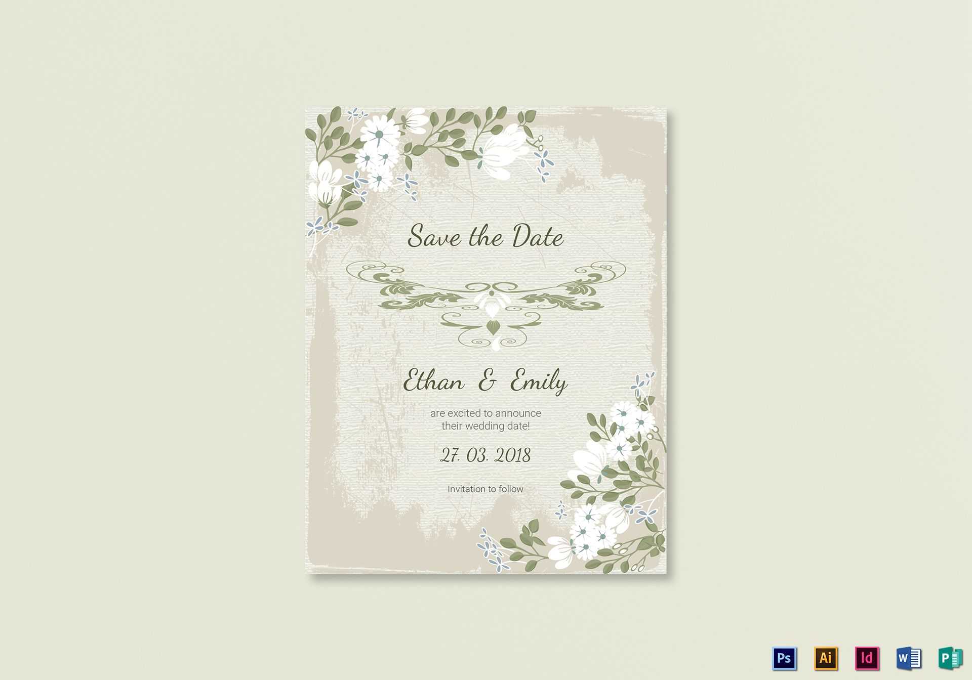 Vintage Save The Date Card Template Intended For Save The Date Template Word