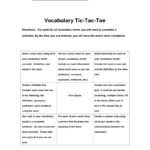 Vocabulary Tic Tac Toe With Regard To Tic Tac Toe Template Word
