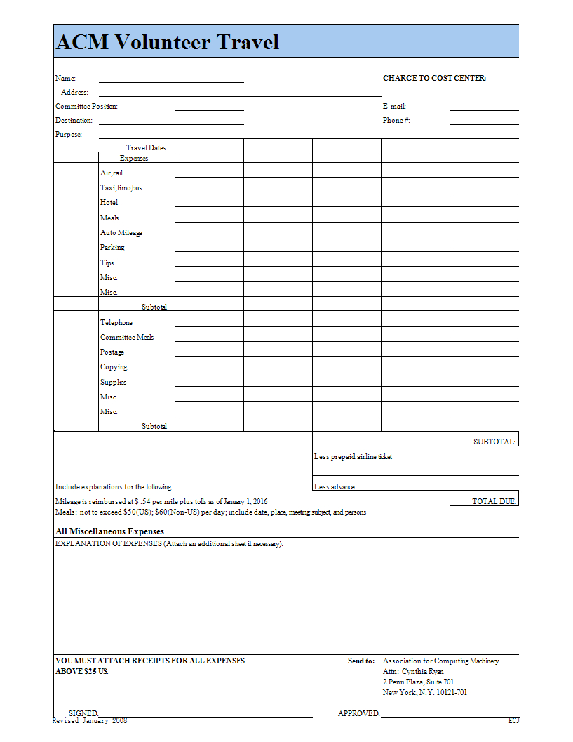 Volunteer Travel And Expense Report Template | Templates At Inside Volunteer Report Template