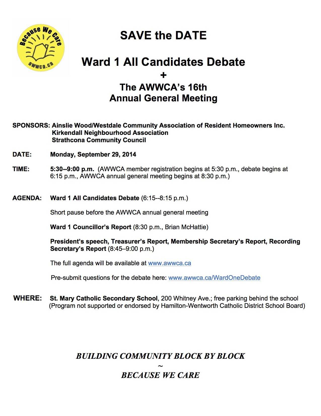 Ward 1 All Candidates Debate + The Awwca's 16Th Annual Regarding Treasurer's Report Agm Template