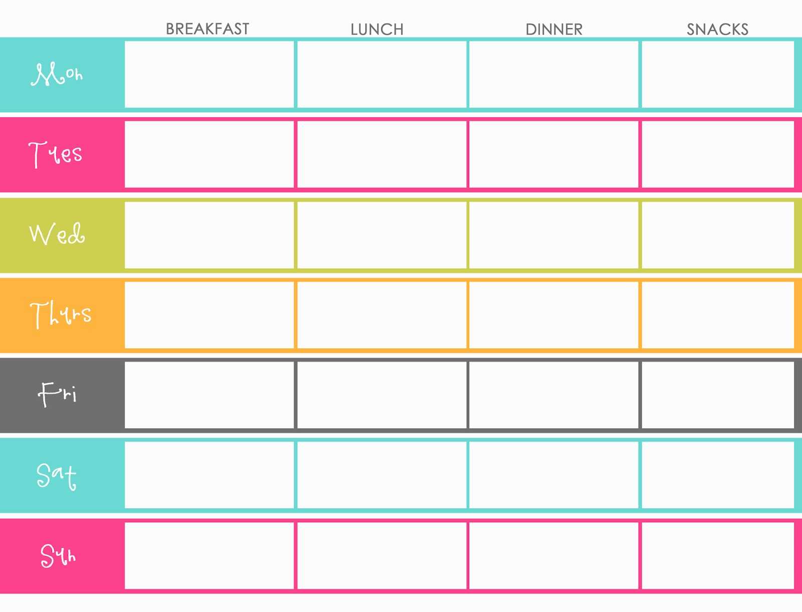 Weekly Meal Planner For Family Templates | Printable Weekly Throughout Menu Planning Template Word