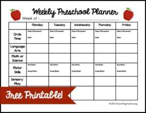 Weekly Preschool Planner {Free Printable} pertaining to Blank Preschool Lesson Plan Template