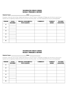 Weekly Progress Report Template - 3 Free Templates In Pdf inside High School Progress Report Template