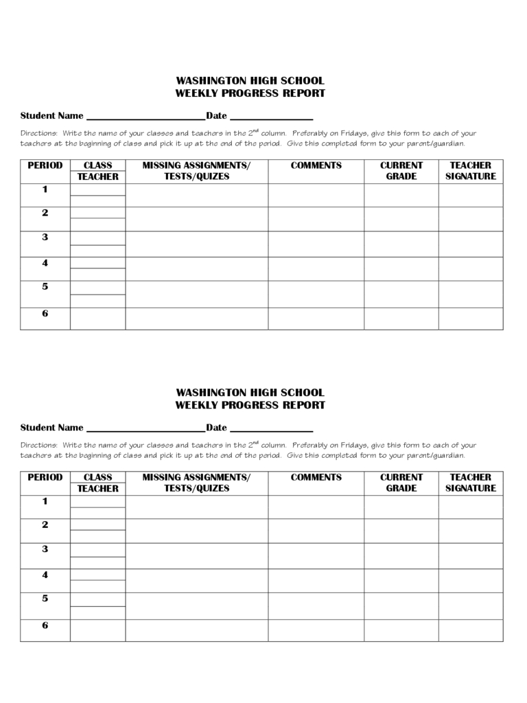 Weekly Progress Report Template - 3 Free Templates In Pdf Inside High School Progress Report Template