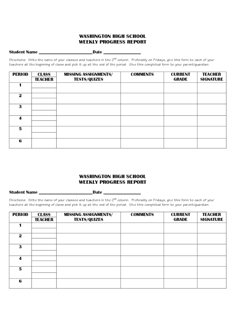 Weekly Progress Report Template – 3 Free Templates In Pdf Inside High School Progress Report Template