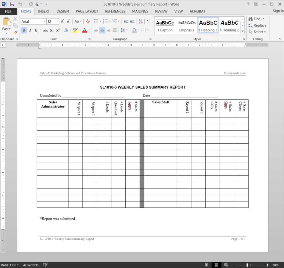 Weekly Sales Summary Report Template | Sl1010 3 Pertaining To Manager Weekly Report Template