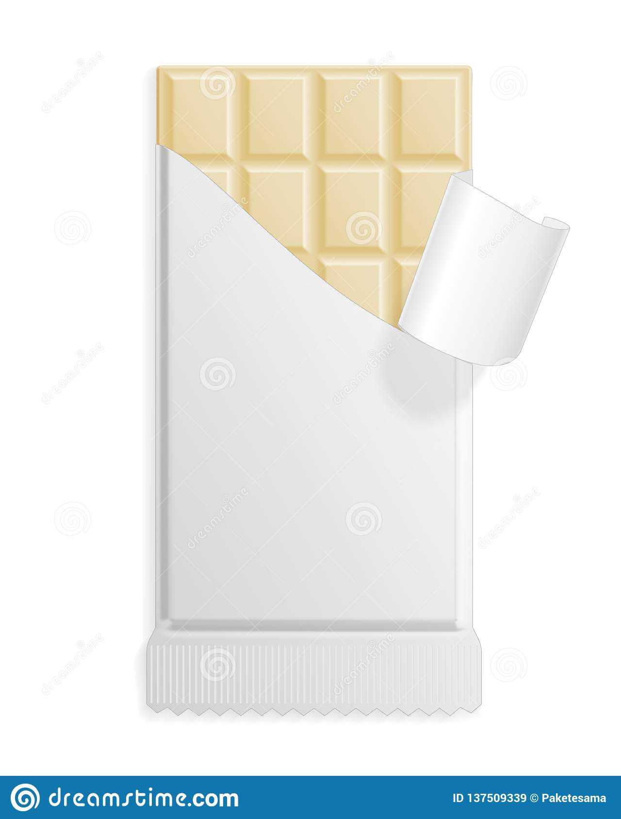 White Chocolate Bar In A Blank Wrapper Stock Vector Throughout Free Blank Candy Bar Wrapper Template
