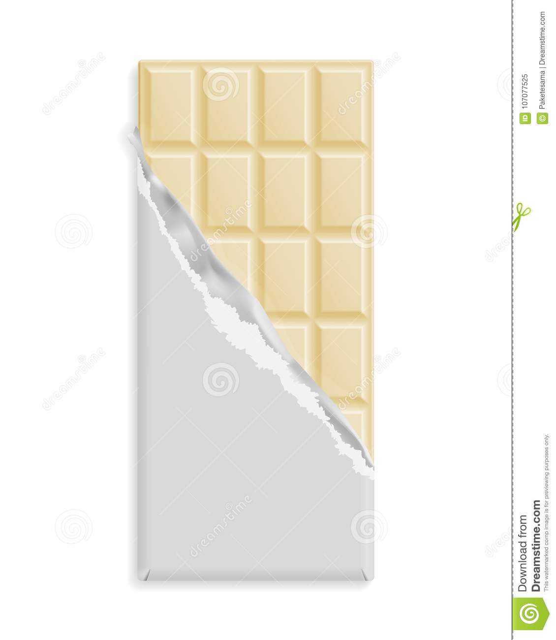 White Chocolate Bar In A Blank Wrapper Stock Vector Within Free Blank Candy Bar Wrapper Template