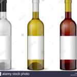 Wine Realistic 3D Bottle With Blank White Label Template Set With Blank Wine Label Template