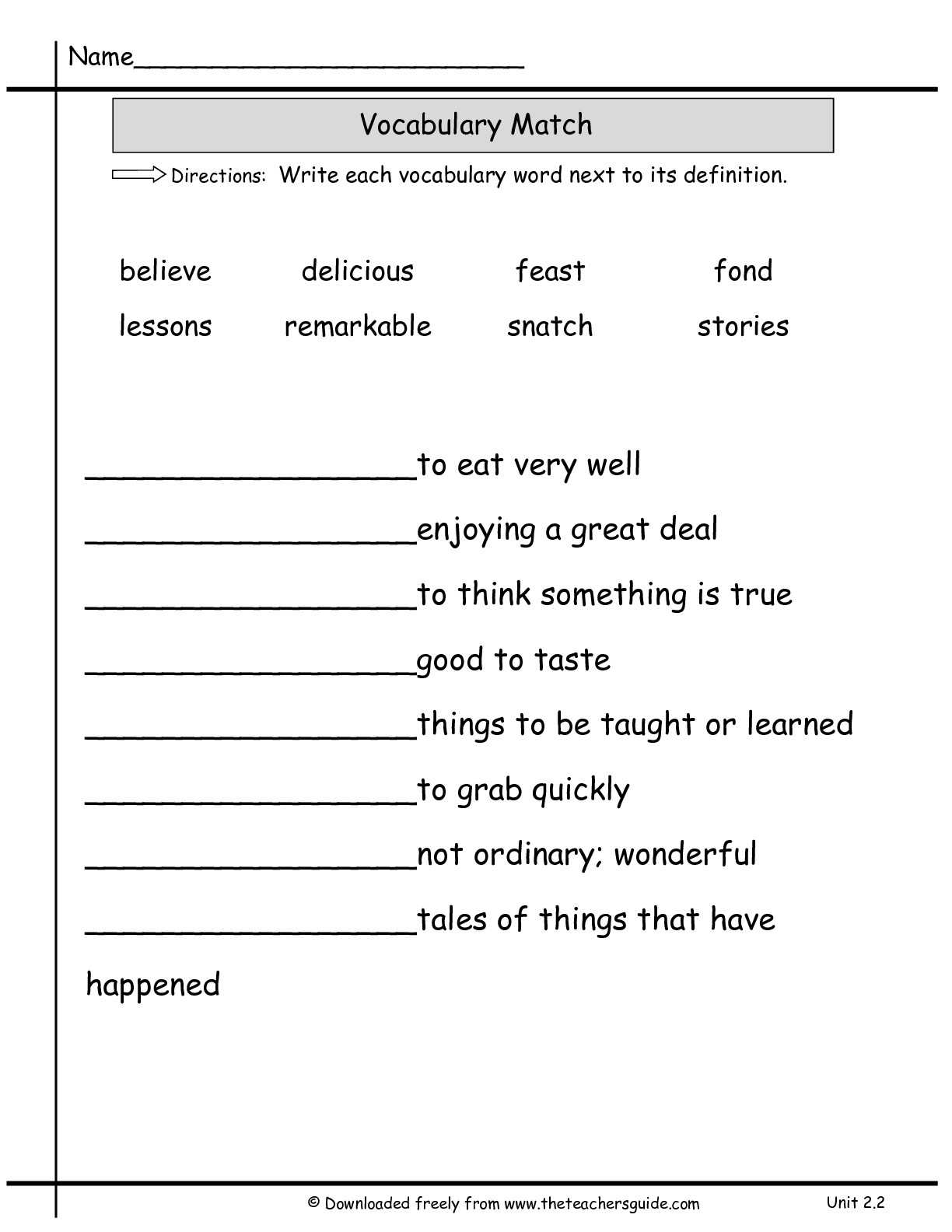 Wonders Second Grade Unit Two Week Two Printouts Inside Vocabulary Words Worksheet Template