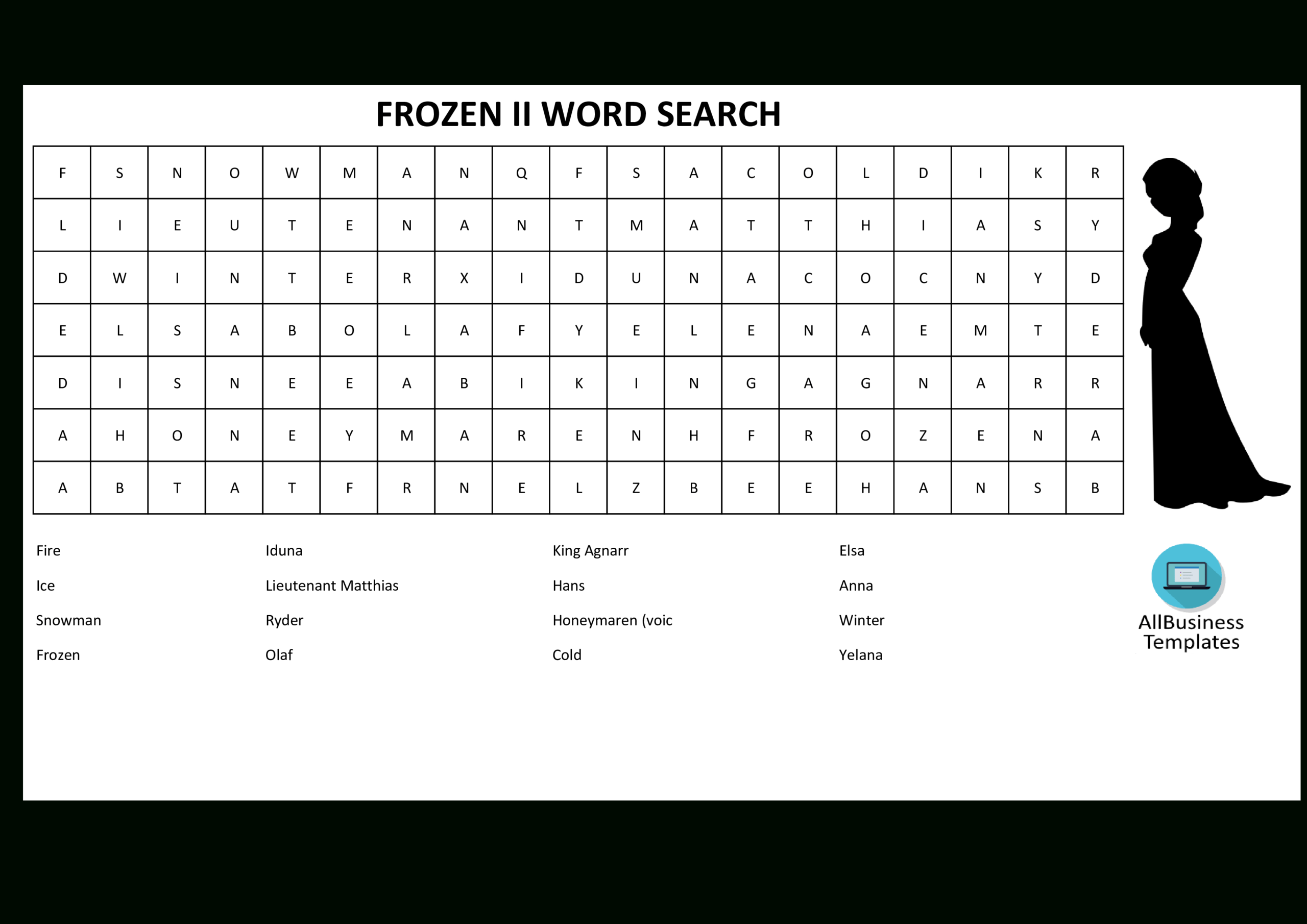 Word Search Frozen 2 With Answers | Templates At For Word Sleuth Template