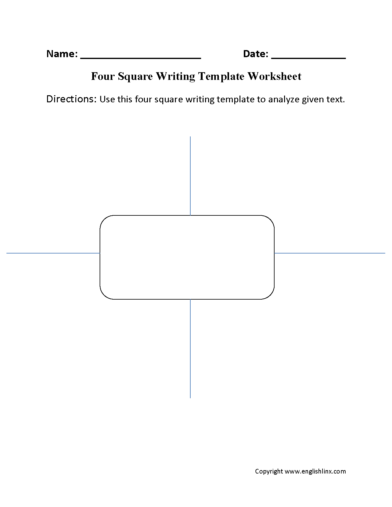 Writing Template Worksheets | Four Square Writing Template For Blank Four Square Writing Template
