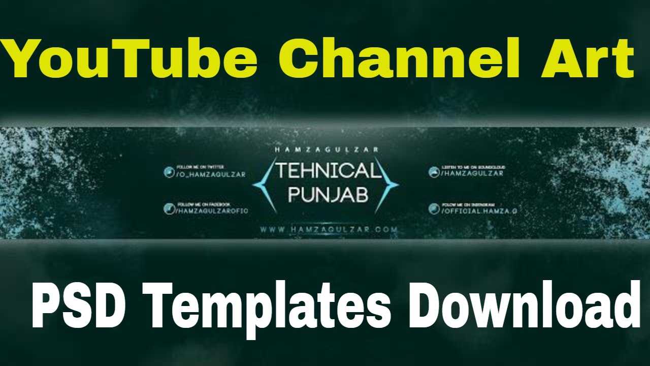 Youtube Channel Art Template Psd Free Download Within Youtube Banner Template Size