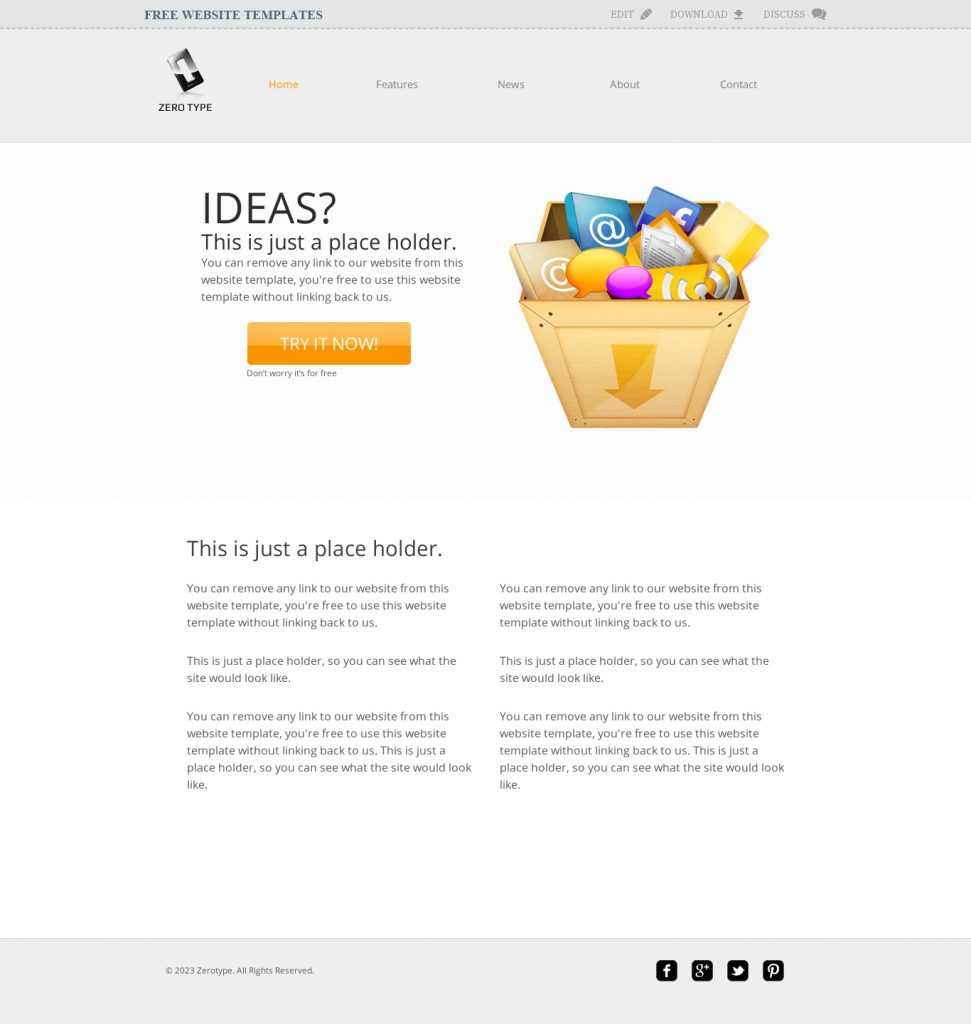 Zerotype A Blank Canvas Template - Web Template » All Free For Blank Food Web Template